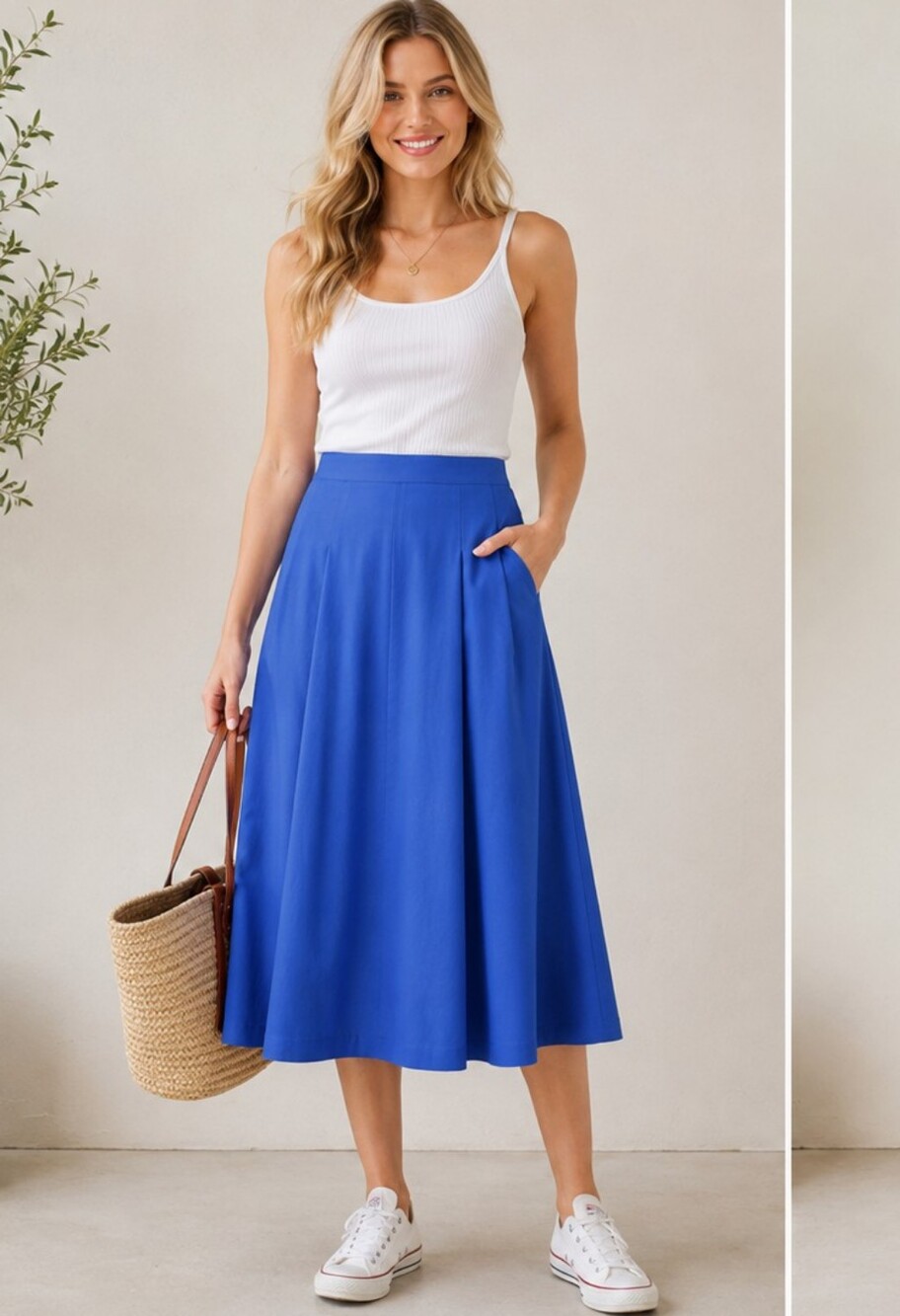 Zara Blue PLEATED MIDI SKIRT(S)